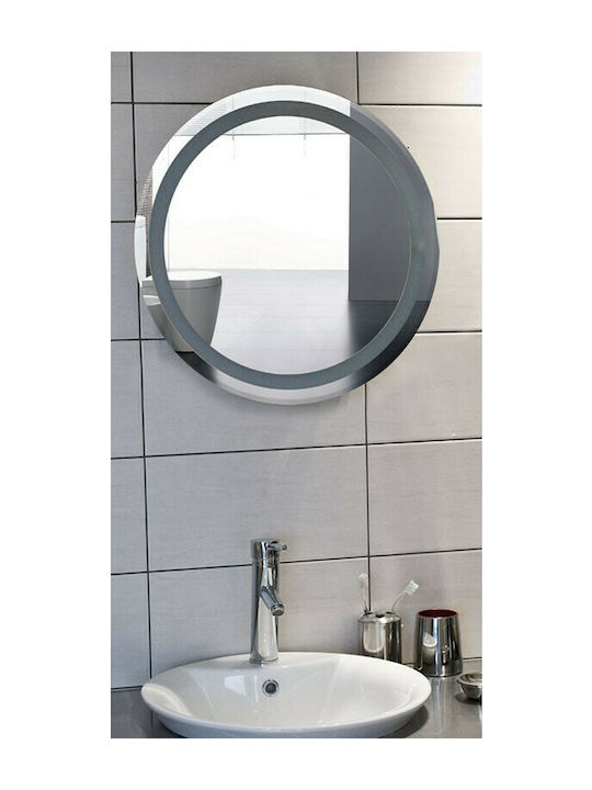 Karag Oglindă de Baie Rotundă Lumini LED din Oțel Inoxidabil 53x53cm