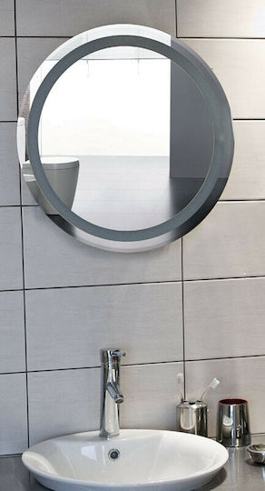 Karag Round Bathroom Mirror Led made of Stainless Steel 53x53cm