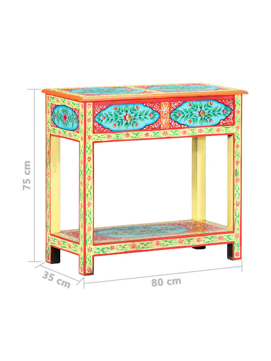 Solid Wood Console Table Multicolour L80xW35xH75cm