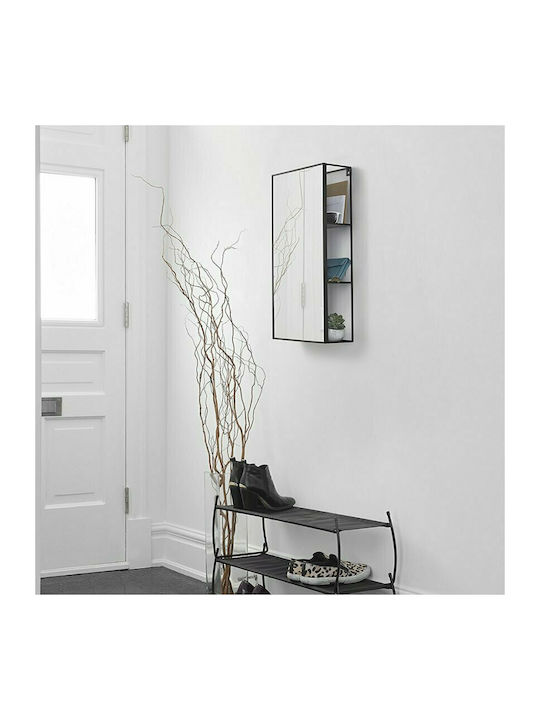 Umbra Cubiko Rectangular Bathroom Mirror made of Metal with Shelf 30x32cm Black