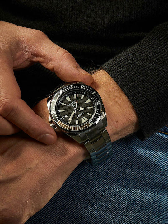 Seiko Prospex Ανδρικό Ρολόι 42.8mm Αυτόματο με Ασημί Μεταλλικό Μπρασελέ