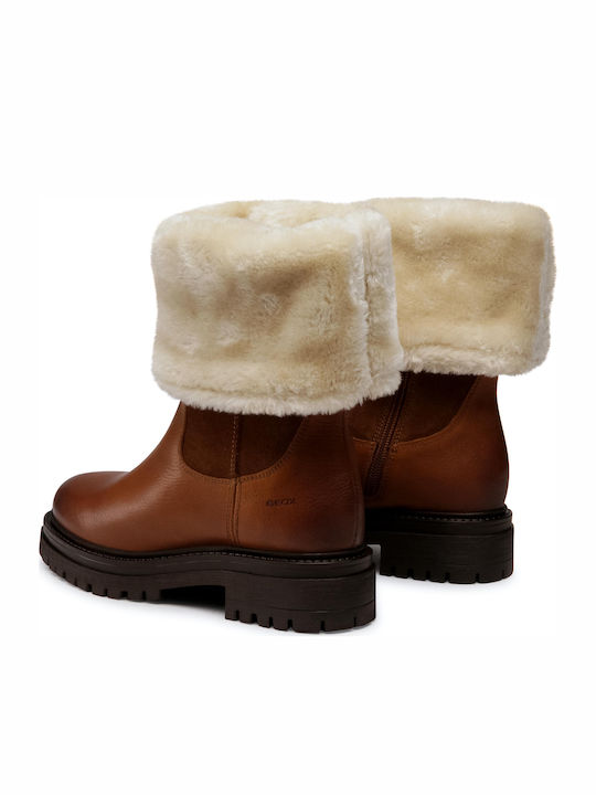 D Iridea M Leather Women's Ankle Boots Tabac Brown