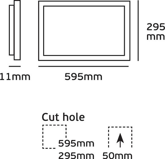 VK Lighting Parallelogramm Vertieft LED Panel 36W mit Kaltweiß Licht 6000K