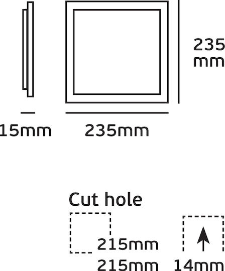 VK Lighting Χωνευτό LED Panel 24W 23.5x23.5εκ.