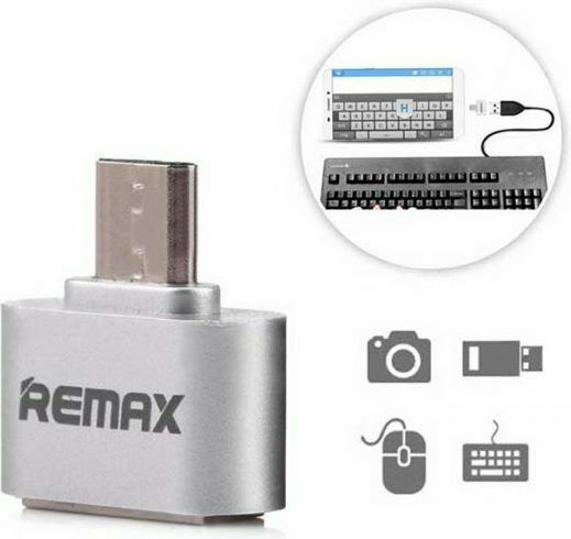 Remax RA-OTG Μετατροπέας micro USB male σε USB-A female Ασημί 1τμχ