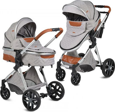 Cangaroo Alma Verstellbar 3 in 1 Baby Kinderwagen Geeignet für Neugeborene Light Grey