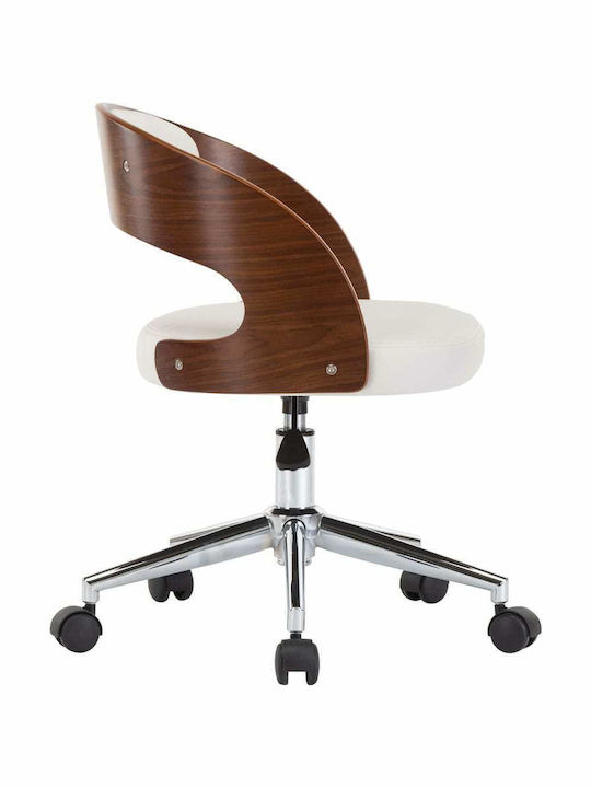 Swivel Visitor Armchair with Wheels Λευκή 48x53x66.5cm