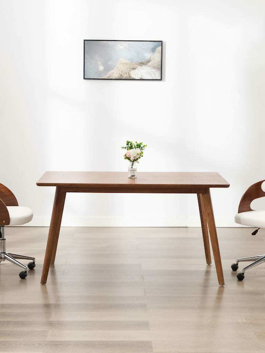 Swivel Visitor Armchair with Wheels Λευκή 48x53x66.5cm