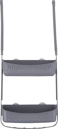 Ankor Wall Mounted Bathroom Shelf Plastic with 2 Shelves and Suction Cups 31x10x70cm Gray