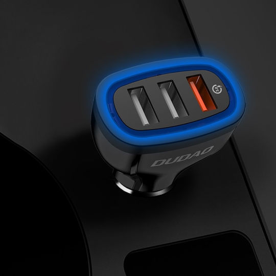 Dudao R7S Auto-Ladegerät 18W 2.4A Schnellladung mit Anschlüssen: 3xUSB Weiß Farbe