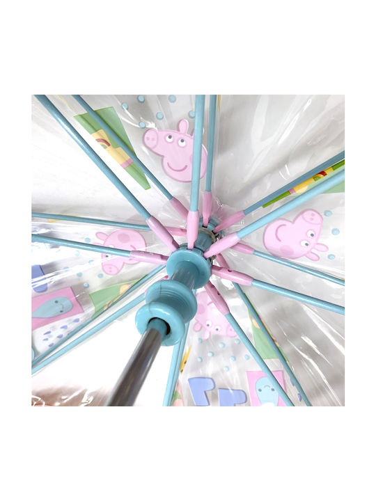 Chanos Kinder Regenschirm Gebogener Handgriff Peppa Pig Bunt mit Durchmesser 45cm.