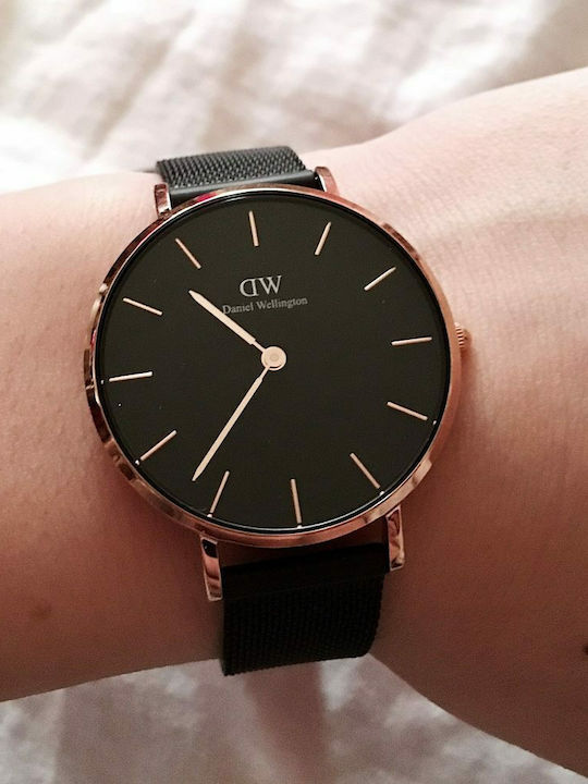 Daniel Wellington Petite Ashfield Women's Watch with Black Metal Bracelet