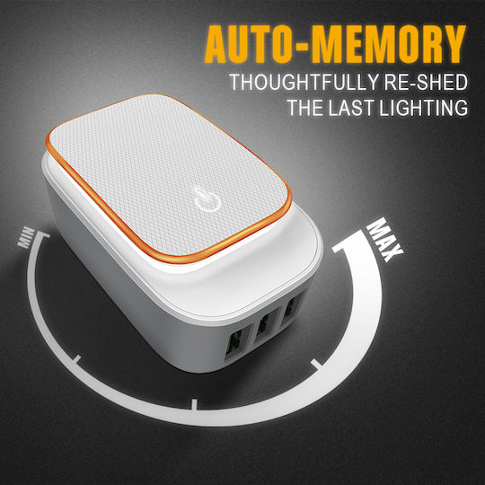 Ldnio Φορτιστής Χωρίς Καλώδιο με 3 Θύρες USB-A 17W Λευκός (A3305)