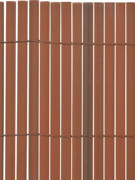 vidaXL Gartenzaun Doppelseitig Braun aus PVC Bambuszaun Kunststoff mit Ganzes Schilf 1.5x5m