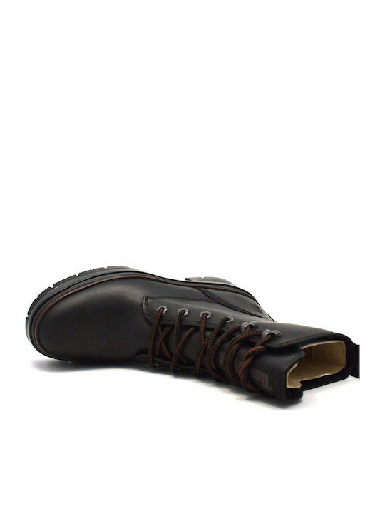 Malynn EK+ Waterproof Ghete Dama De Piele Bocanci Cu Toc Mediu Negri