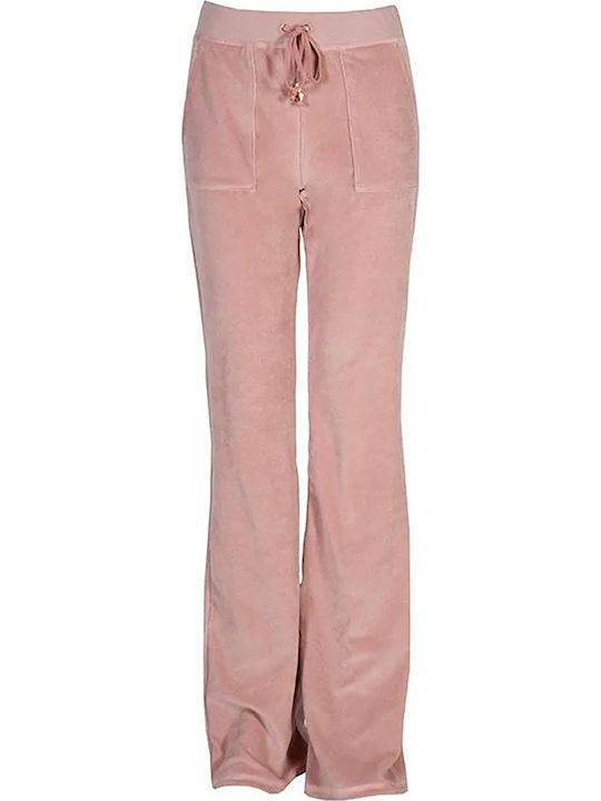 Basic Velveteen Sweatpants Flared Velvet Pink