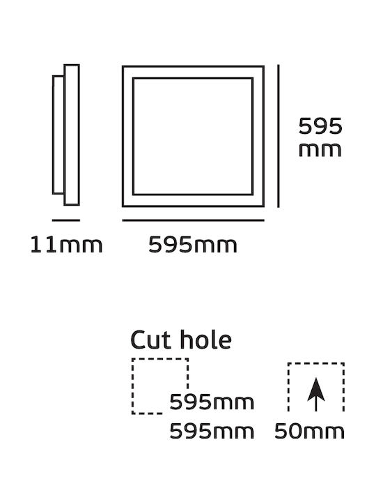 VK Lighting Square Recessed LED Panel 40W with RGB Lighting 60x60cm