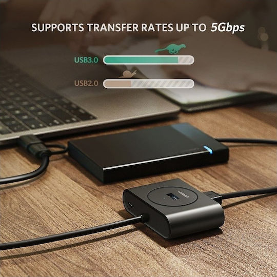 Ugreen CR113 Hub 4 Porturi USB 3.0 cu Conectare USB-A / USB-C