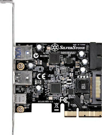 Silverstone PCIe Controller with 3 Type-C / USB 3.0 / USB 3.1 Ports