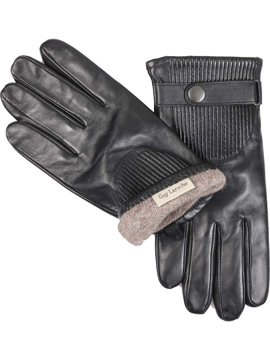 Guy Laroche Men's Leather Gloves Black 98958