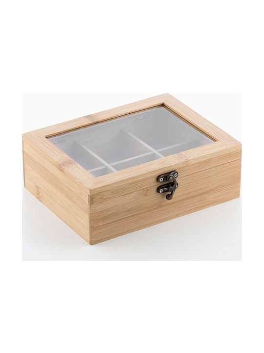 TakeTokio Wooden Tea Box with Lid Brown 21x16x7cm