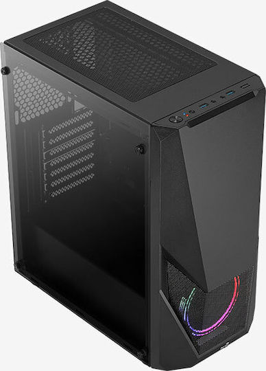 Aerocool Zauron v1 FRGB-G-BK-v1 Gaming Midi-Turm Computergehäuse mit Seitenfenster Schwarz