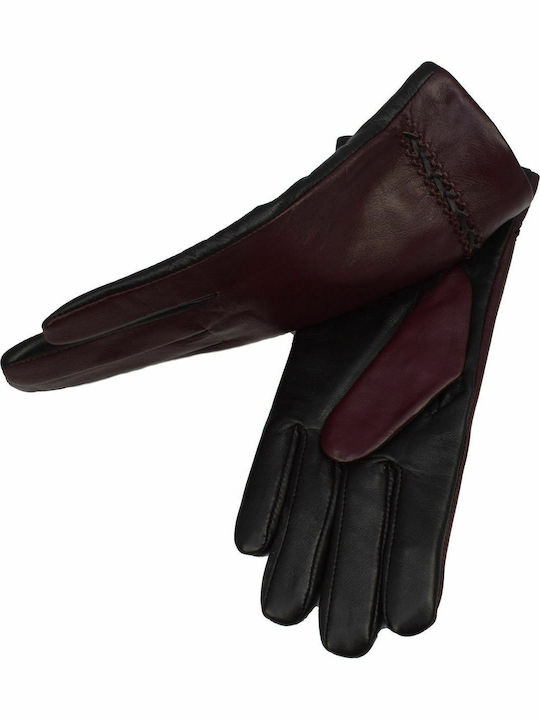 Guy Laroche 98870 Μπορντό Γυναικεία Δερμάτινα Γάντια