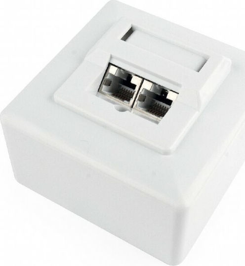 Cablexpert Διπλή Εξωτερική Πρίζα Δικτύου RJ45 Τύπου Cat5 σε Λευκό Χρώμα MWS-2S5E-01