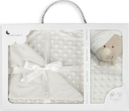 Interbaby Κουβέρτα Αγκαλιάς & Λίκνου Bear με Ζωάκι 80x110εκ. 2τμχ