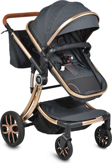Cangaroo Polly Adjustable 3 in 1 Baby Stroller Suitable for Newborn Black 12kg
