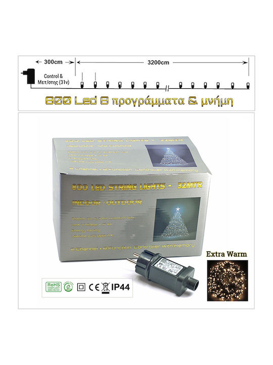 800 Luminite LED 32m. Alb cald tip Șir 1buc