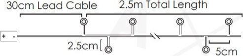 50 Λαμπάκια LED 2.8μ. Θερμό Λευκό Μπαταρίας σε Σειρά