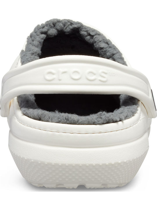 Crocs Classic Lined Clog Ανατομικά Σαμπό με Γούνα Λευκά 203591-10M