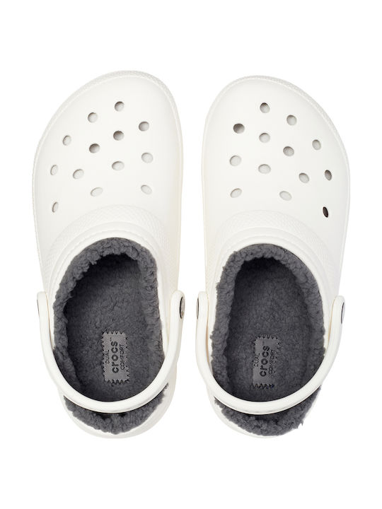 Crocs Classic Lined Clog Ανατομικά Σαμπό με Γούνα Λευκά 203591-10M