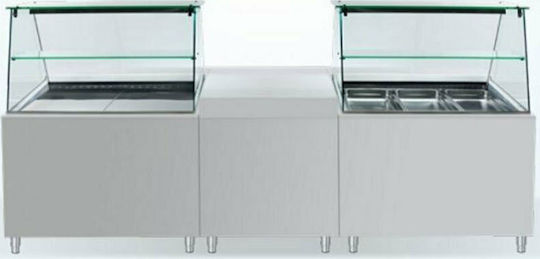 Bambas Frost CMF 180 Inox Показвач за загряване на продукти Камера 2 нива с 5 места за гастрономски контейнери и мощност 1550W Ш110 x Д90 x В130 см.