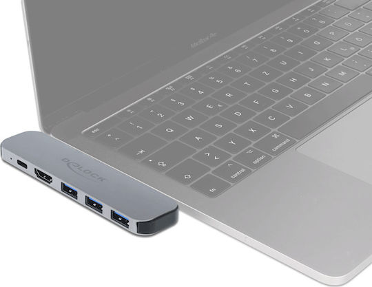 DeLock Docking Station με Διπλό USB-C HDMI 4K PD Γκρι (87753)