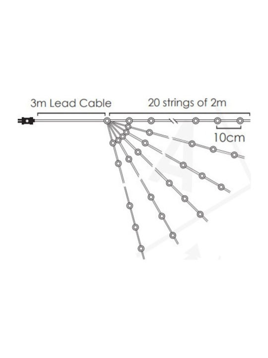 Programmable Christmas LED Light Warm White 20m x 200cm Aca