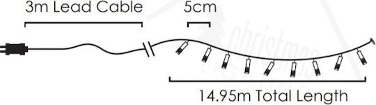 300 Λαμπάκια LED 15μ. Μπλε σε Σειρά
