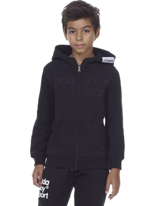 Body Action Boys Athleisure Hooded Sweatshirt with Zipper Black