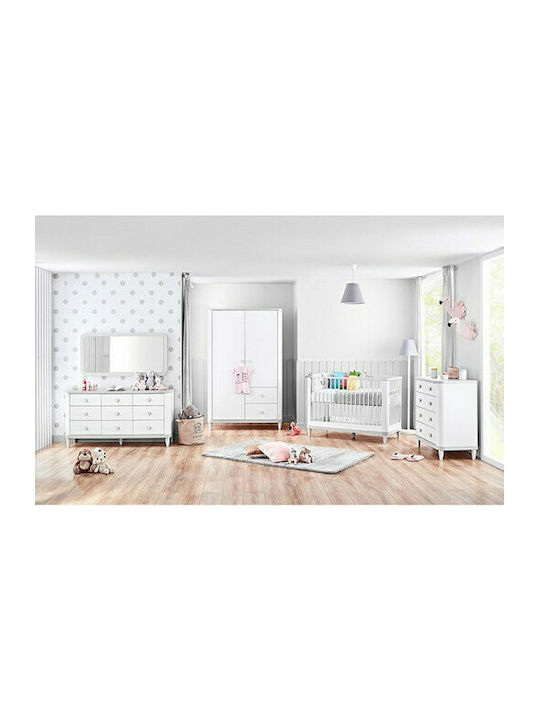 Aden Zwei Türen Kinderkleiderschrank mit 2 Schubladen Weiß 119x56x192cm