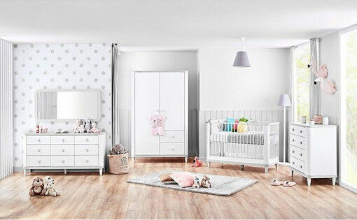 Aden Two Door Wardrobe with 2 Drawers White 119x56x192cm
