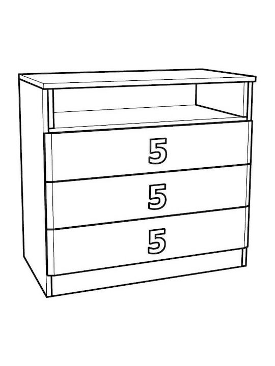 Kids Chest of Drawer Numero Λευκό-Πράσινο with 3 Drawer 80x52x75εκ.