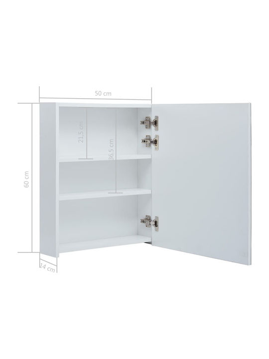 vidaXL Rechteckiger Badezimmerspiegel LED aus MDF mit Schrank 50x60cm Weiß