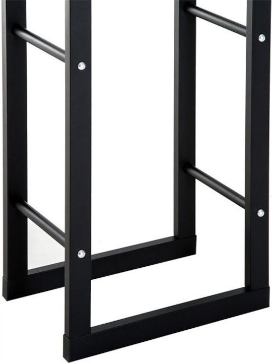 HomCom Inox Ράφι Αποθήκευσης Ξύλων 60x25x100cm Μαύρο