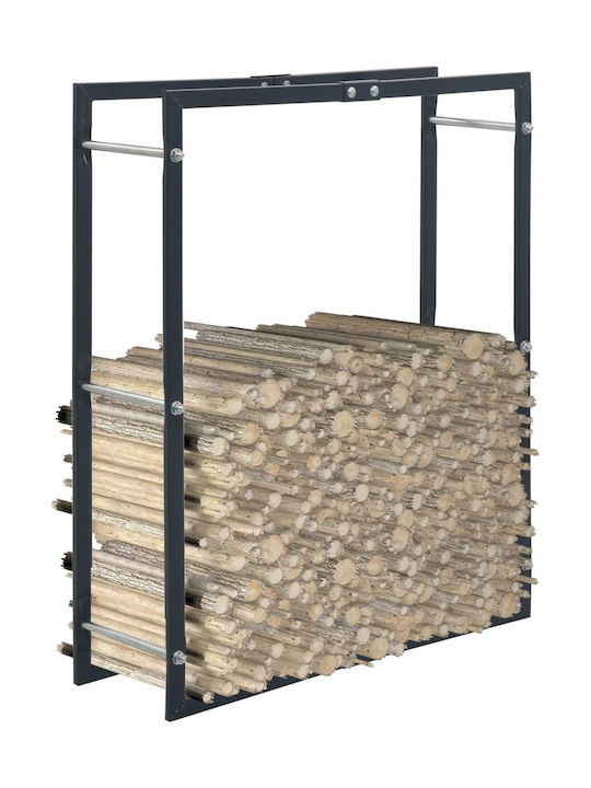 vidaXL Μεταλλικό Ράφι Αποθήκευσης Ξύλων 80x25x100cm Μαύρο