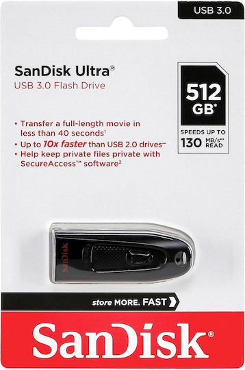 Sandisk Ultra 512GB USB 3.0 Stick Μαύρο