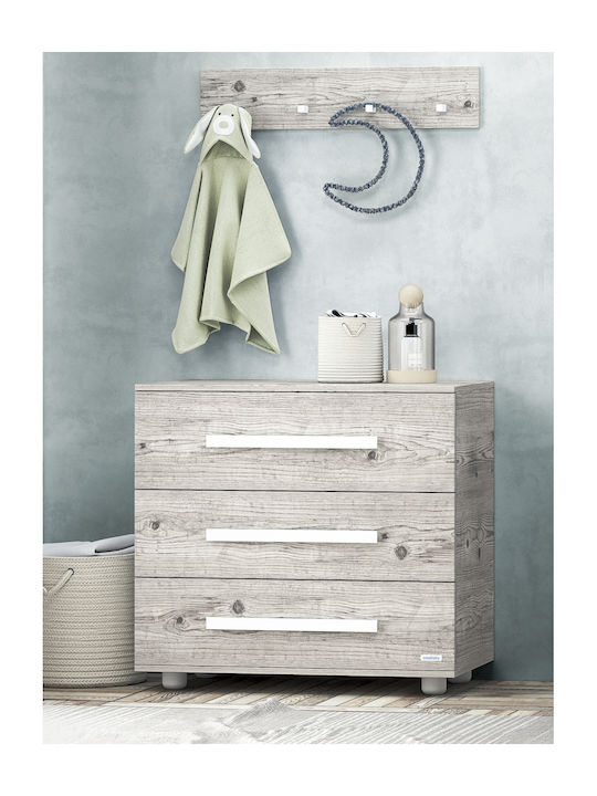 Hugo Baby Dresser with 3 Drawers Gray 94x51x88cm