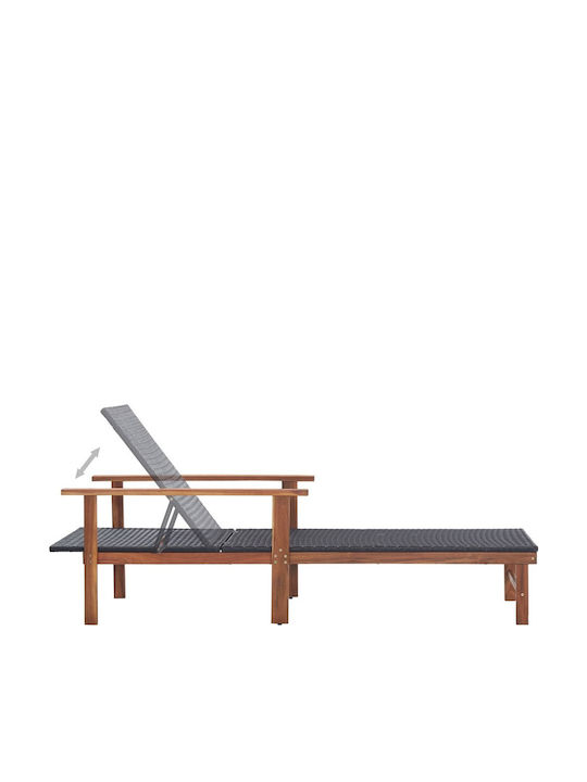 Градински и басейнови шезлонги Rattan с текстилен материал Кафяв 200x55x56см