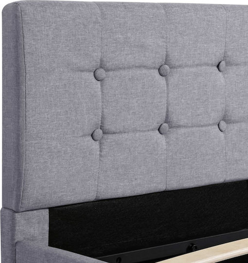 Pat Semi-dublu Din Lemn Gri cu Lamele pentru Saltea 120x200cm