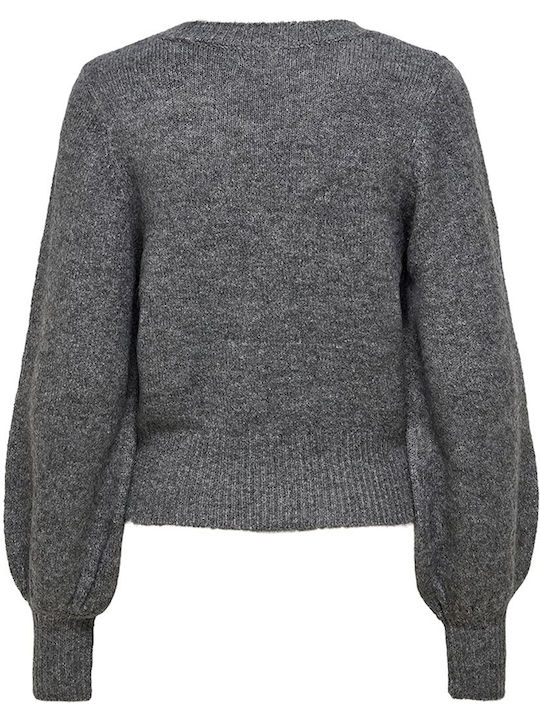 Damen Langarm Kurz Pullover Tierdruck Gray